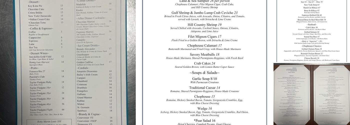 Mercury Chophouse - Arlington Menu