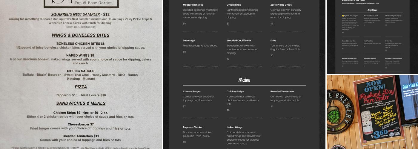 Black Squirrel Tap Menu