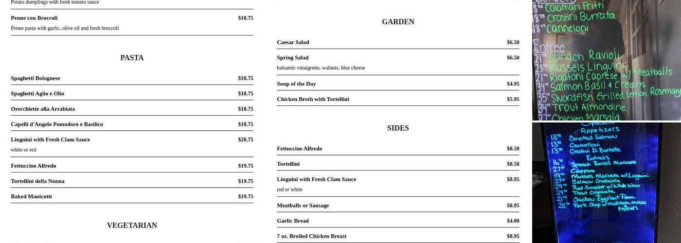 Piccolo Mondo Menu