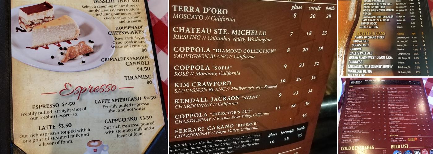 Grimaldi's Pizzeria Menu