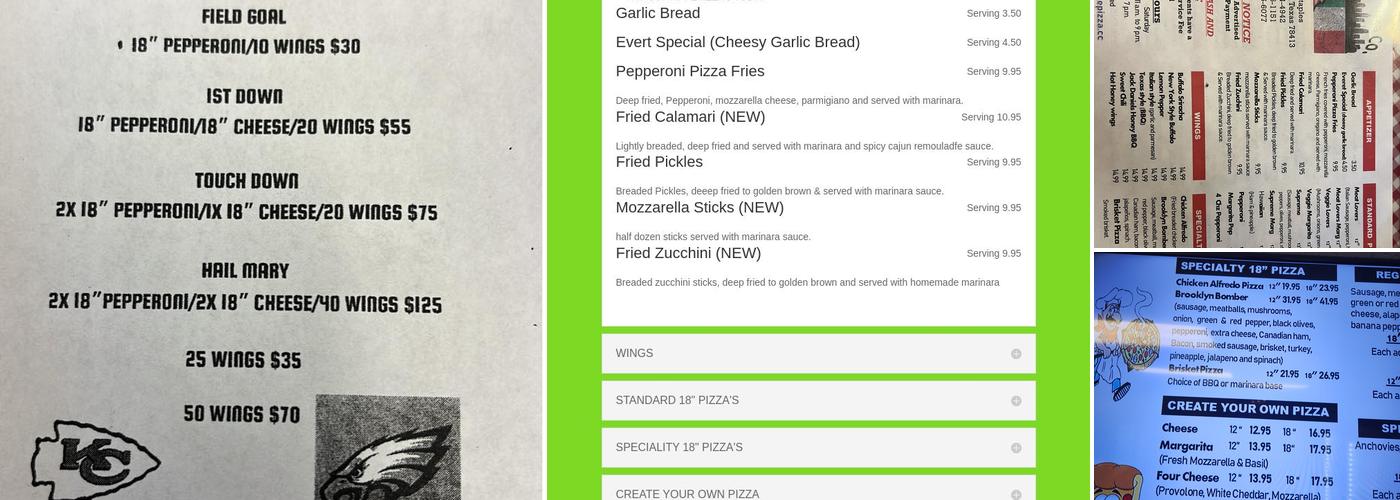 Authentic New York Pizza Menu