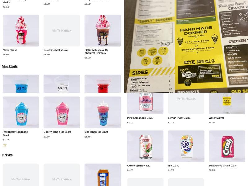 Mr T’s Halifax Menu