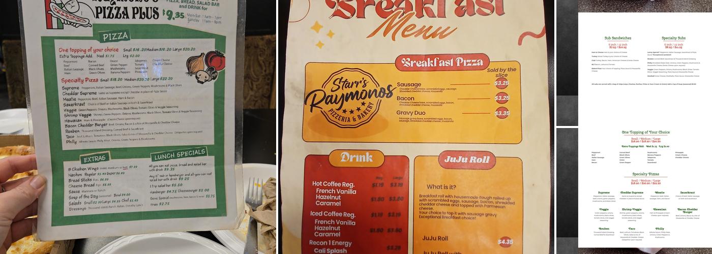 Raymono's Pizza Plus Menu