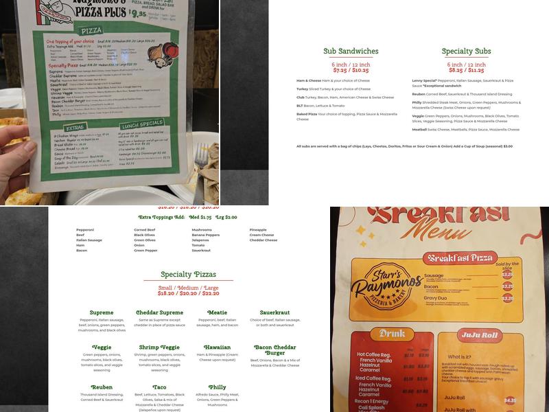 Raymono's Pizza Plus Menu