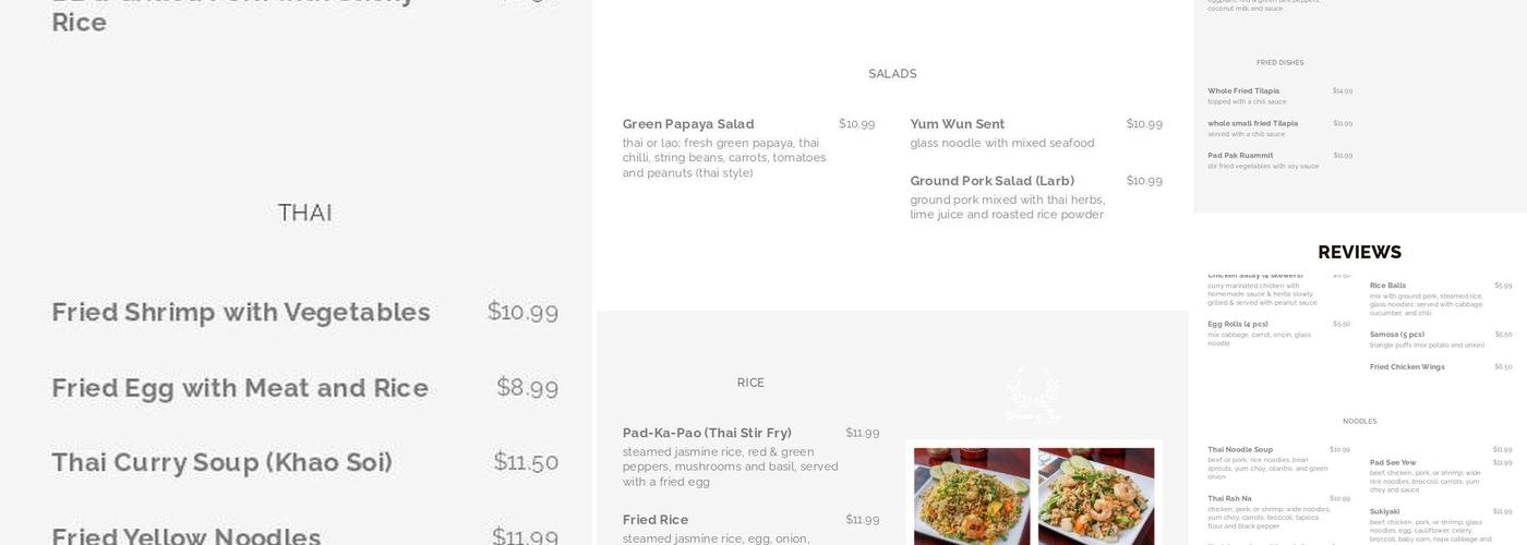 Blessing Thai Restaurant Menu
