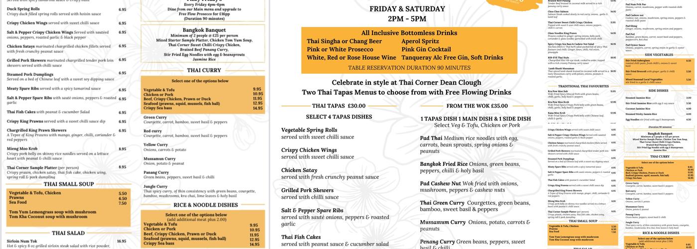 Thai Corner Dean Clough Menu