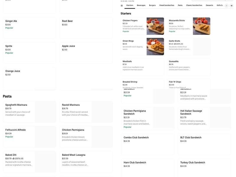 Pat's Pizza & Pasta Menu