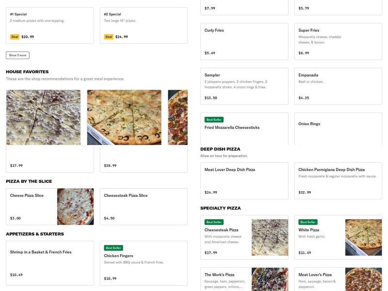 Pizza & Pasta Menu
