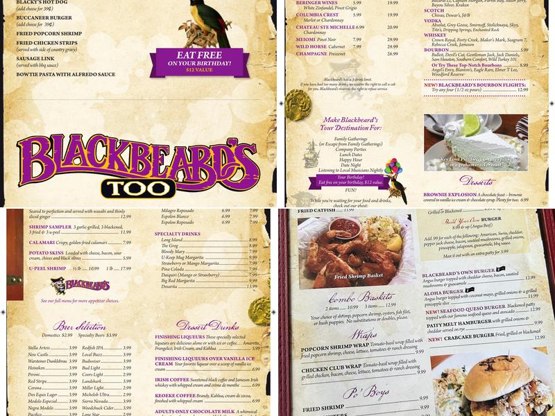 Blackbeard's On the Beach Menu
