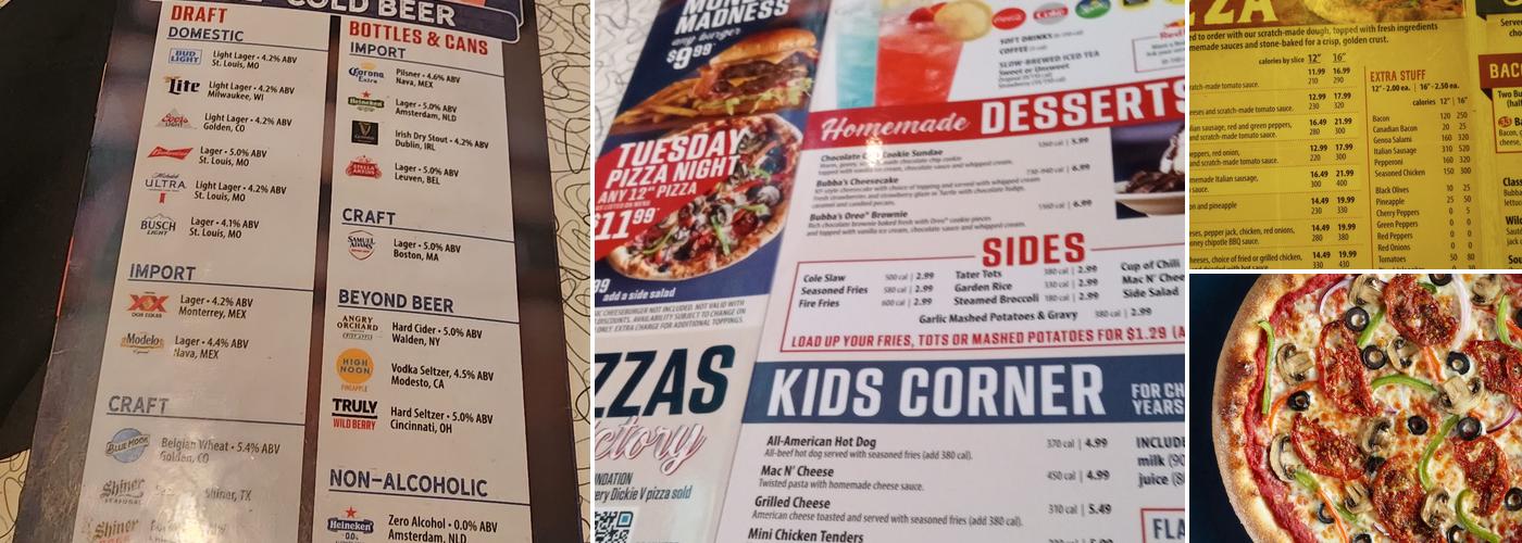 Bubba's 33 Menu