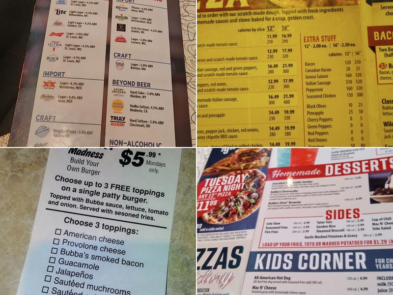 Bubba's 33 Menu