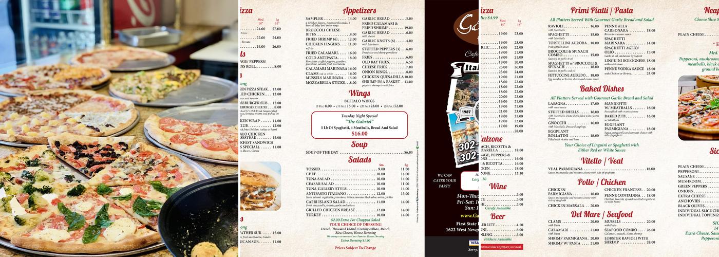 Gallery Pizza Menu