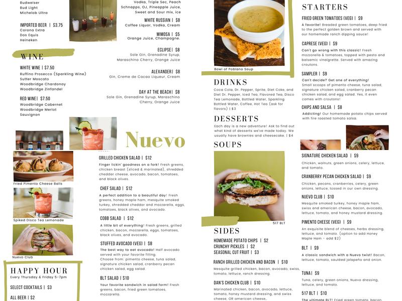 Nuevo Cafe Menu