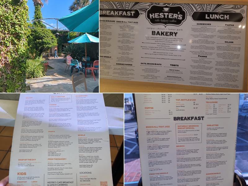 Hester's Cafe Lamar Park Menu