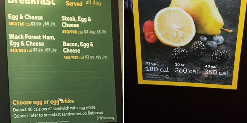 Subway Menu