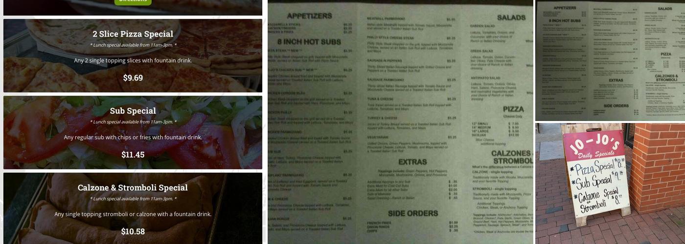 Jo-Jo's Pizza Menu