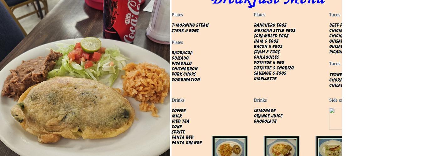 Yoly's Cafe Menu