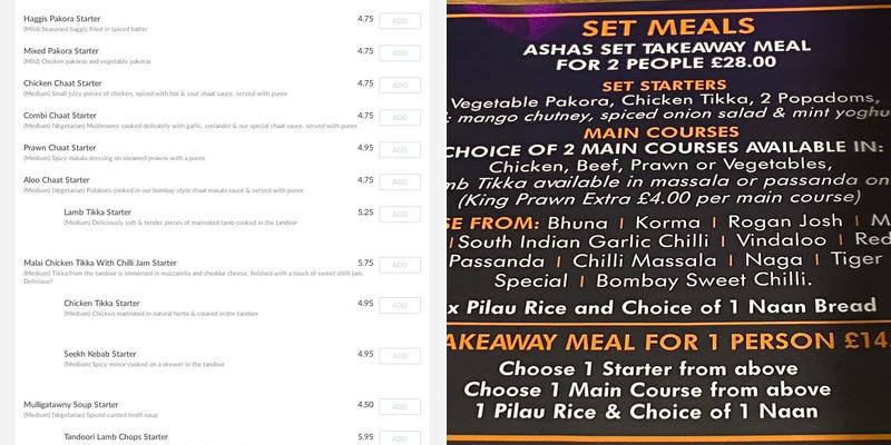 Asha's Indian Aroma Menu