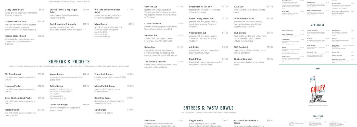 Galley Menu