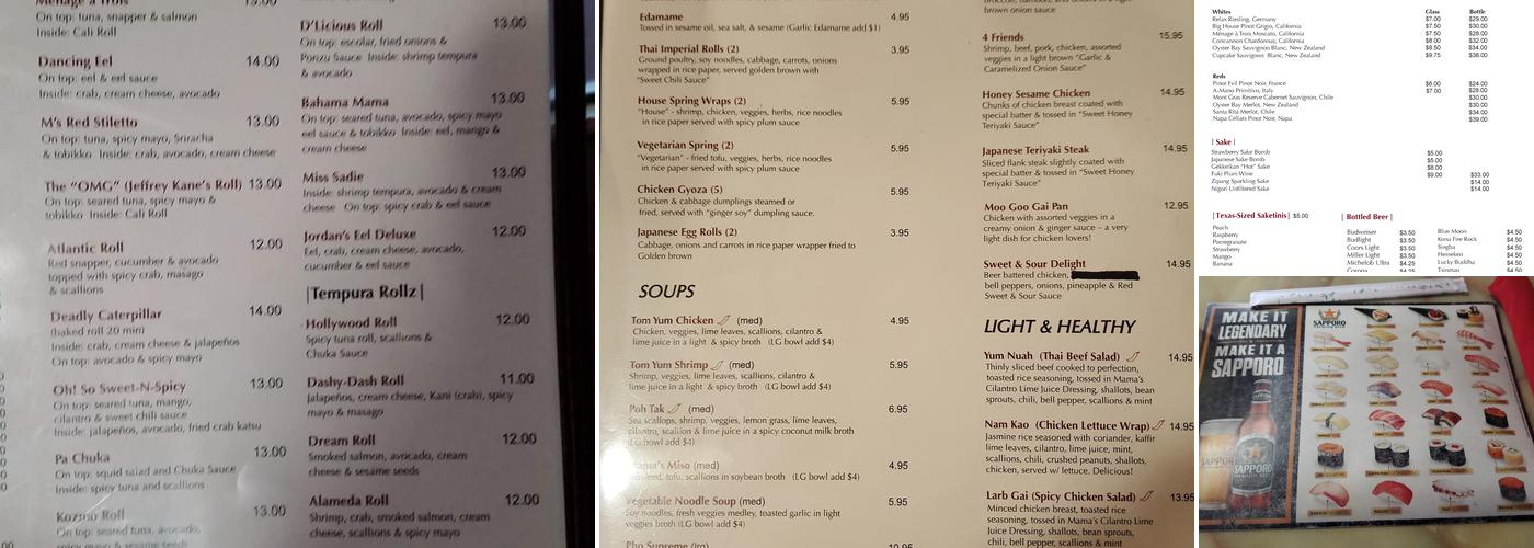 Drunkn'Noodlez Asian Restaurant Menu