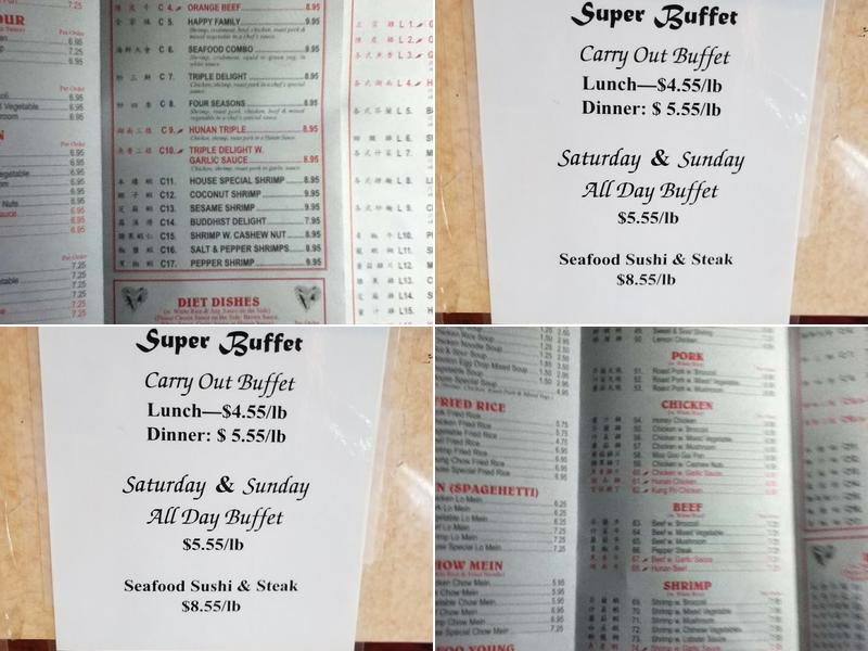 China Wall Super Buffet Menu