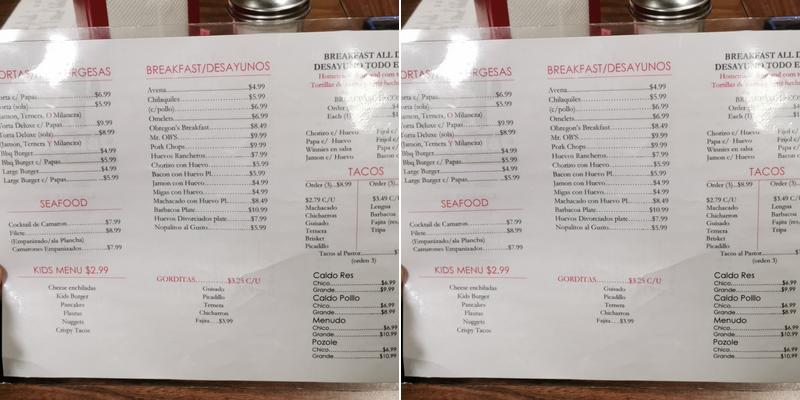 Obregon's Mexican Restaurant #2 Menu