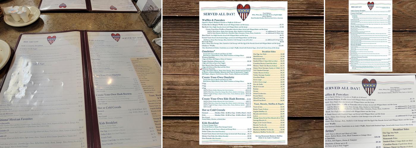 Andy's Kitchen Menu