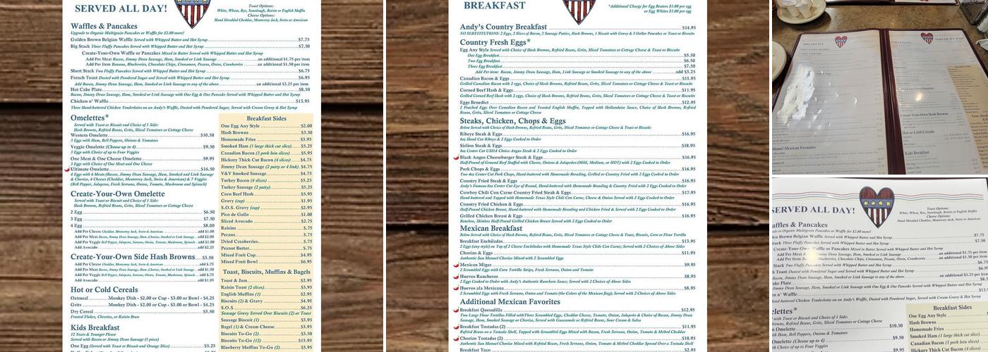 Andy's Kitchen Menu