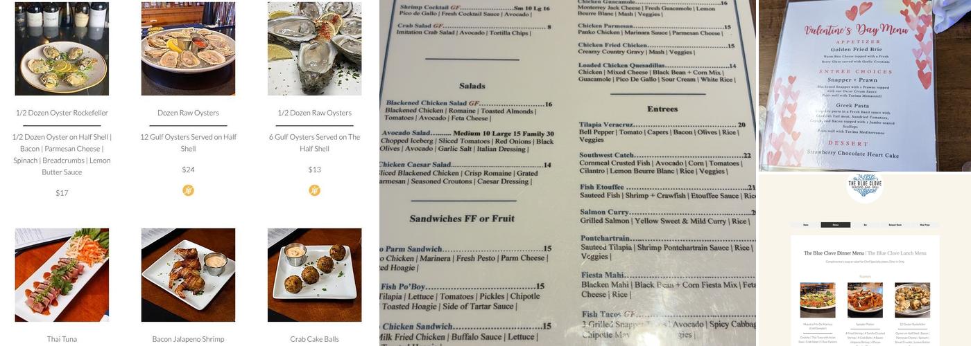 The Blue Clove Seafood Bar and Grill Menu