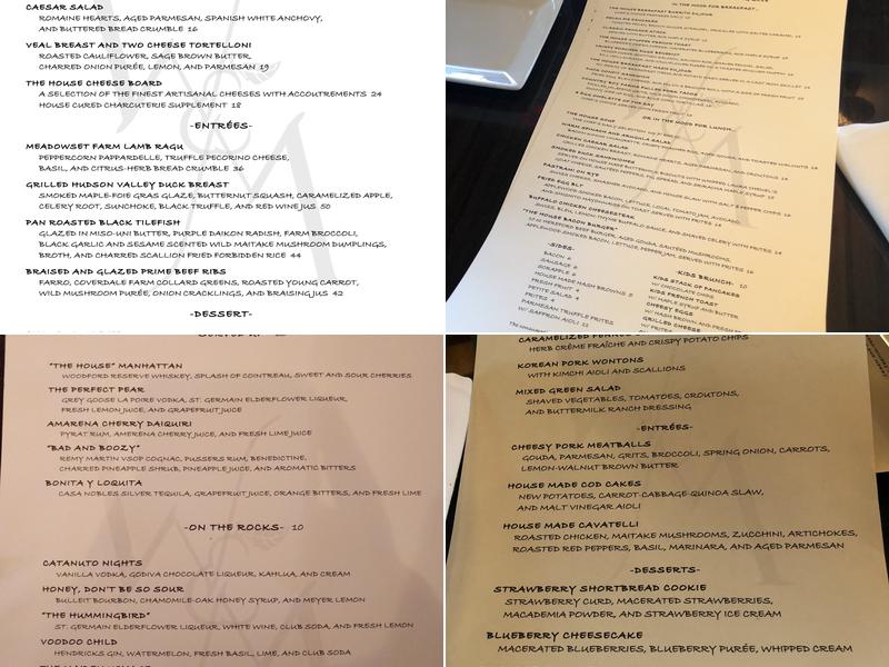 The House of William and Merry Menu