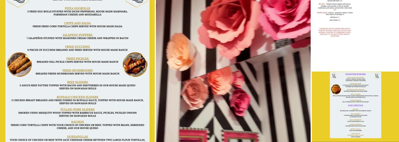 Wonders Bar & Grill Menu