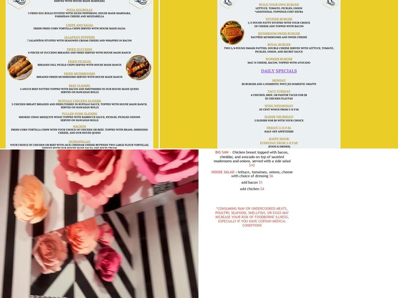 Wonders Bar & Grill Menu