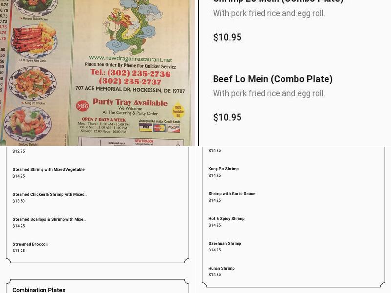 New Dragon Chinese Restaurant Menu