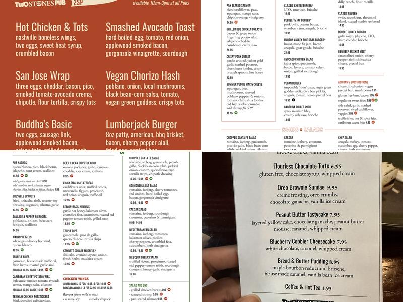 Two Stones Pub Newark Menu