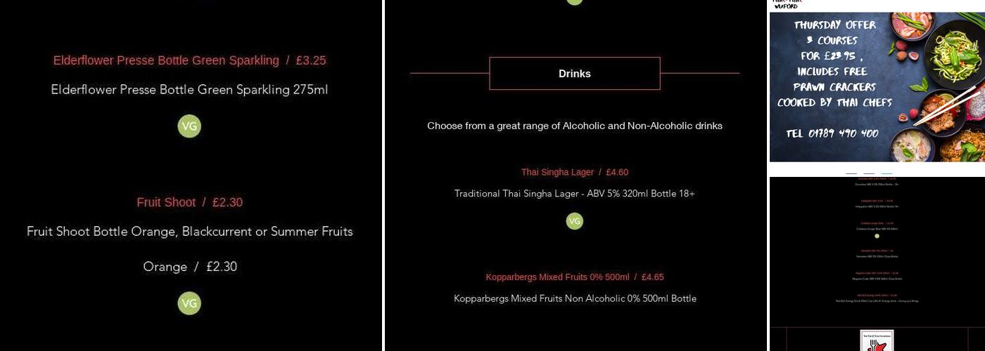 Thai Thai @ Three Horseshoes Menu