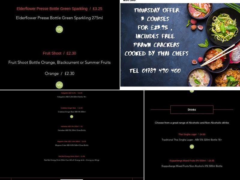 Thai Thai @ Three Horseshoes Menu