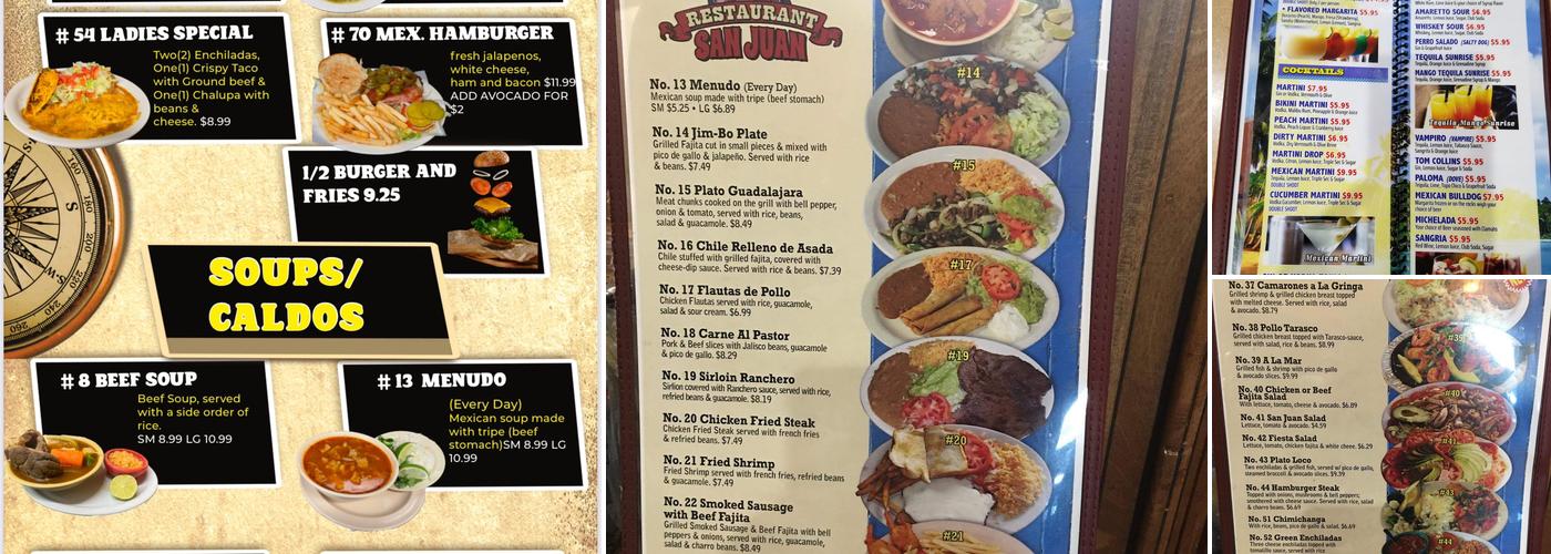 San Juan Restaurant Bar & Grill Menu