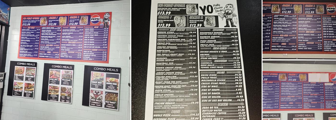 Yo Philly Cheese Steaks Menu