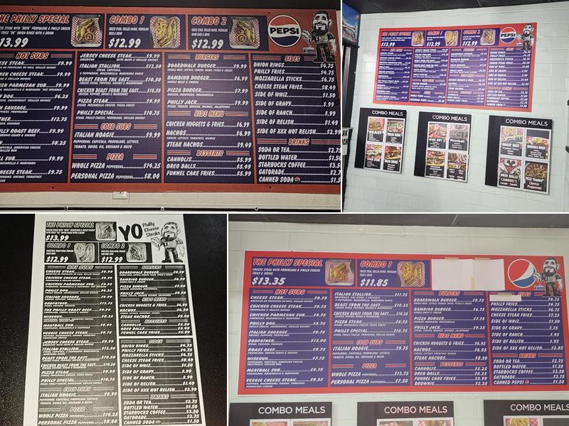 Yo Philly Cheese Steaks Menu