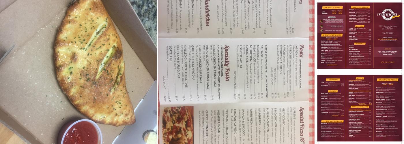 Marinara Pizza Menu