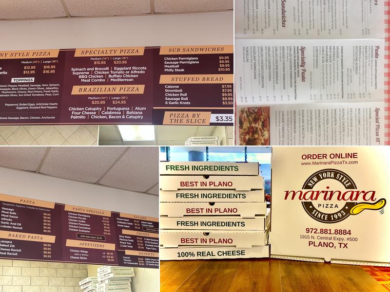 Marinara Pizza Menu