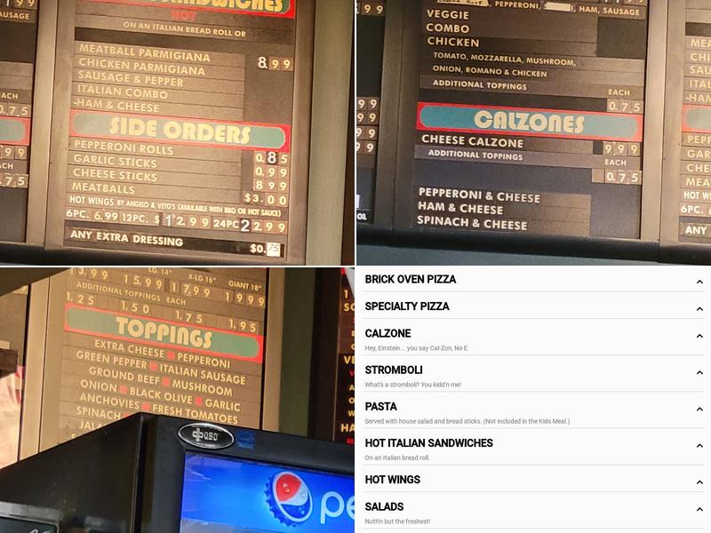 Angelo & Vito's Pizzeria Menu