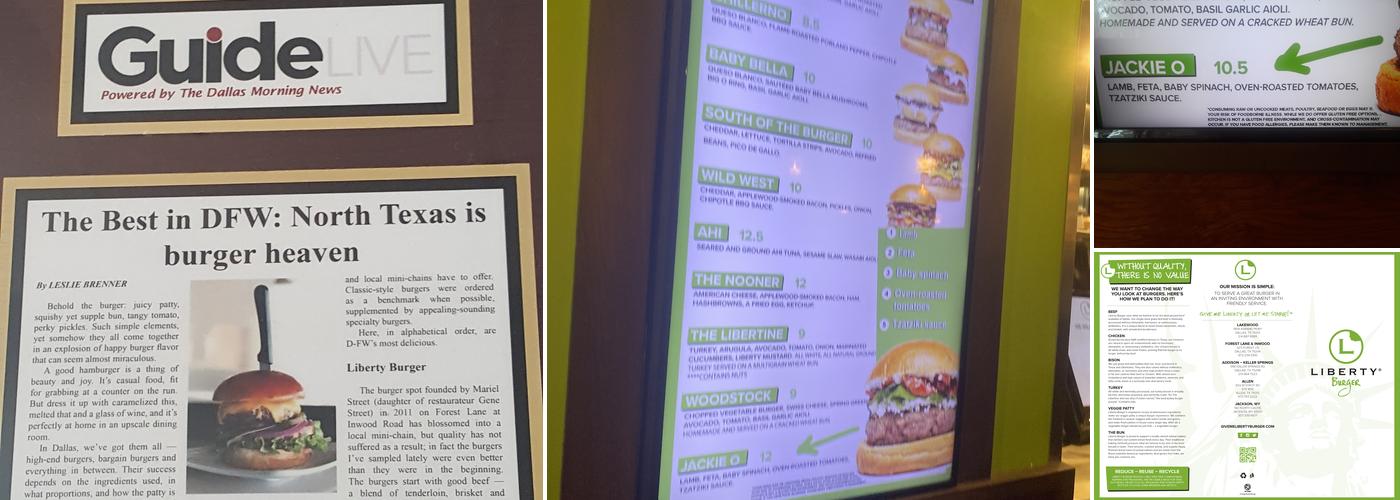 Liberty Burger Richardson Menu