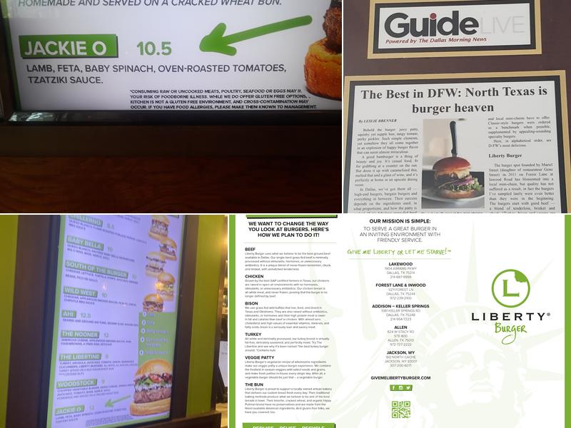 Liberty Burger Richardson Menu