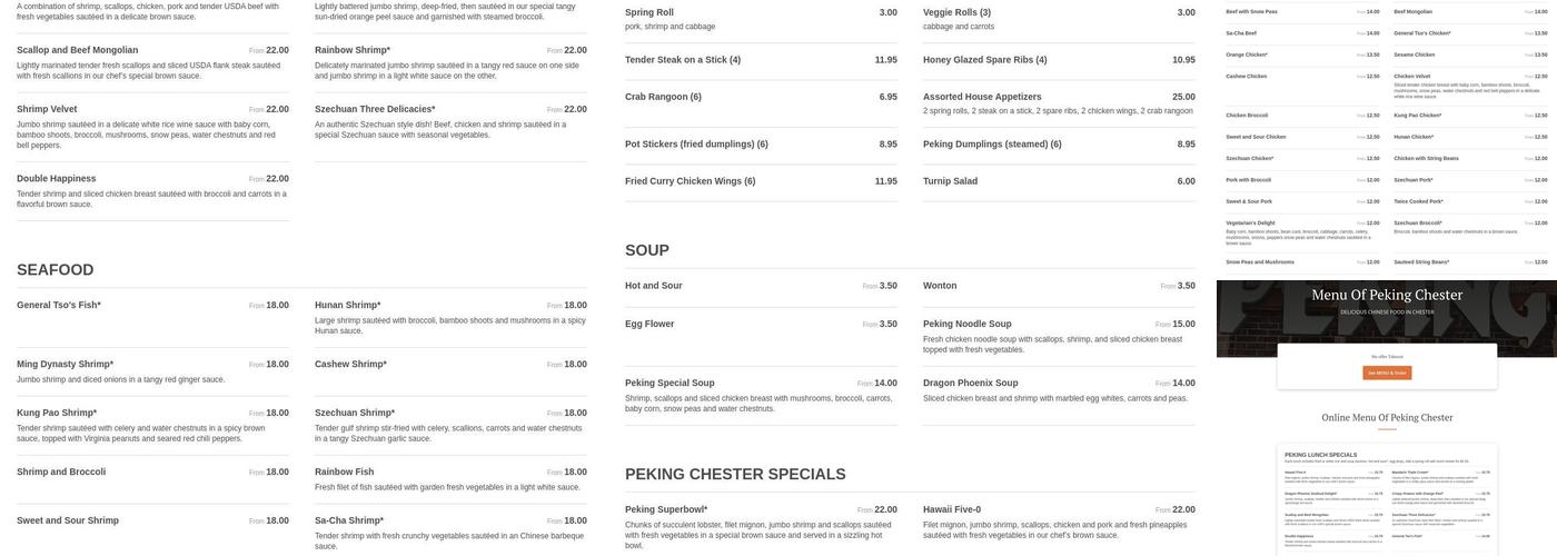 Peking Chester Menu
