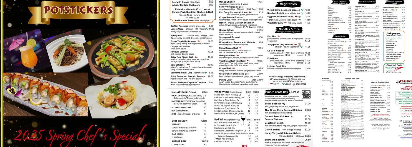 Potstickers Asian Grill Menu