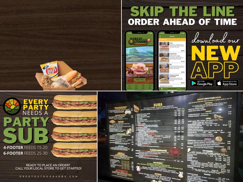 The Great Outdoors Sub Shop Menu