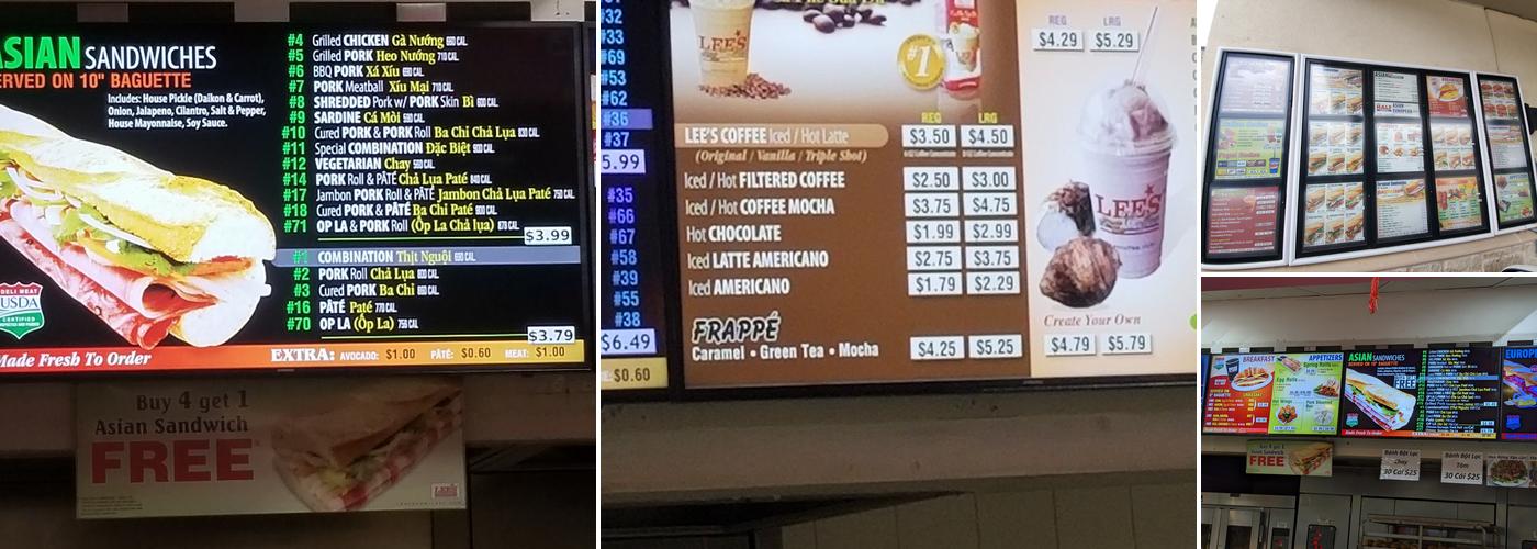 LEE'S Sandwiches Menu