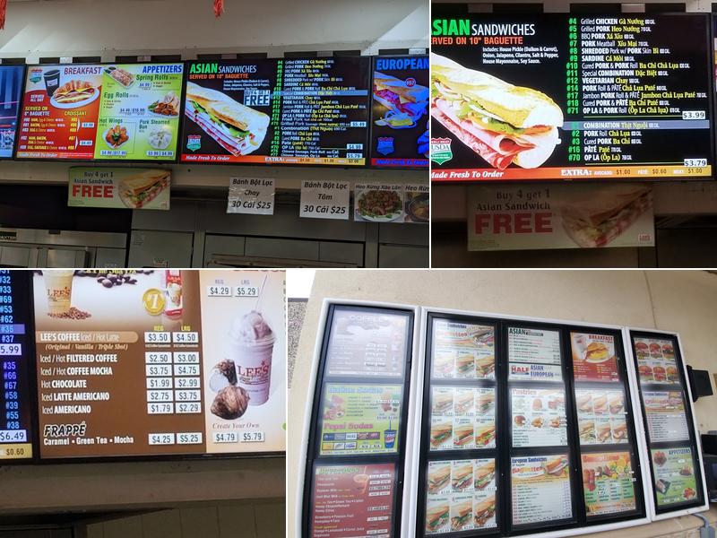 LEE'S Sandwiches Menu