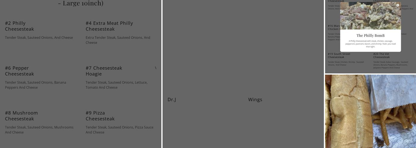 Fred's Downtown Philly Menu